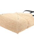 Pre-Loved Puzzle Fold Tote Tote Raffia Medium with Gold Hardware, Natural