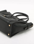 Pre-Loved Luggage Tote Leather Micro with Gold Hardware, Black