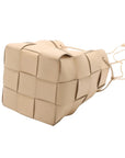 Pre-Loved Cassette Bucket Bucket Bag Intrecciato Leather Small, Beige