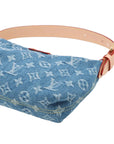 Pre-Loved Mini Pleaty Pochette Monogram Denim Mini with Gold Hardware, Blue