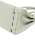 Pre-Loved Birkin Handbag Leather 30 with Palladium Hardware, Vert Fizz