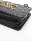 Pre-Loved CC Chain Logo Quilted Chain Bag Shoulder Bag Quilted Leather Small with Gold Hardware, Black