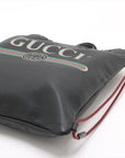 Pre-Loved Logo Print Drawstring Backpack Leather Medium with Black Hardware, Black