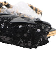Pre-Loved Sequin Bow Kiss-Lock Bag Shoulder Bag Sequin Mini with Gold Hardware, Black
