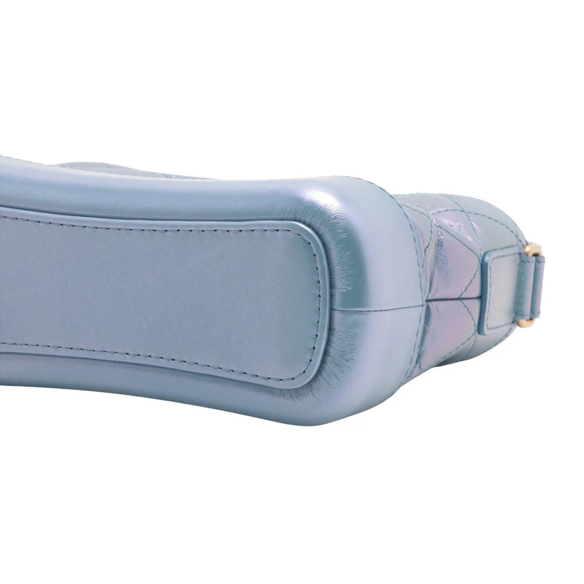 Pre-Loved Gabrielle Shoulder Bag Quilted Leather Small with Mixed Gold and Silver Hardware, Iridescent Blue
