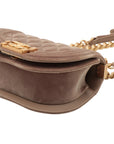 Pre-Loved Boy Round Crossbody Bag Quilted Velvet Small with Aged Gold Hardware, Taupe