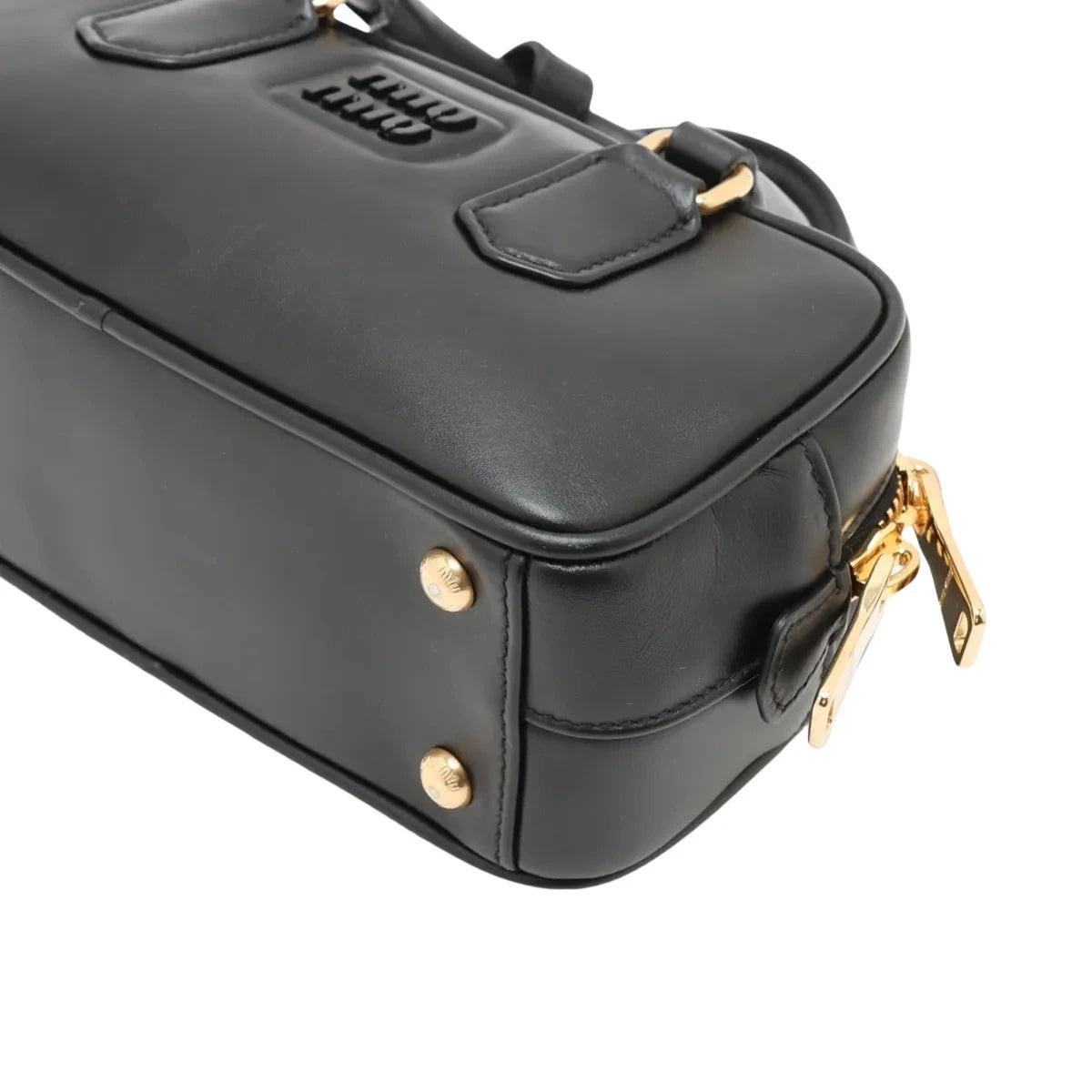 Pre-Loved Bowling Bag Handbag Leather Mini with Gold Hardware, Black