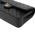 Pre-Loved Classic Double Flap Shoulder Bag Quilted Leather Medium with Gold Hardware, Black