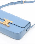 Pre-Loved Triomphe Shoulder Bag Leather Small with Gold Hardware, Light Blue