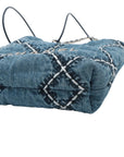 Pre-Loved Chanel 22 Tote Quilted Denim Mini with Silver Hardware, Blue