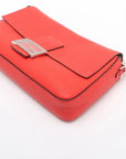 Pre-Loved Baguette Shoulder Bag Leather with Silver Hardware, Red