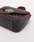 Pre-Loved GG Marmont Top Handle Handbag Quilted Leather Mini with Gold Hardware, Black