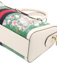 Pre-Loved Ophidia Handbag Floral Print Coated Canvas Small with Gold Hardware, White/Green/Pink