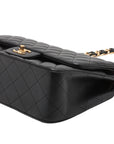 Pre-Loved Classic Double Flap Shoulder Bag Quilted Leather Jumbo with Gold Hardware, Black