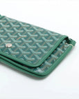 Pre-Loved Plumet Crossbody Bag Goyardine Chevron Coated Canvas with Silver Hardware, Green