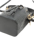 Pre-Loved Mon Tresor Bucket Bag FF Logo Embossed Leather Mini with Gold Hardware, Black