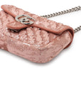 Pre-Loved GG Marmont Shoulder Bag Quilted Sequins Mini with Silver Hardware, Pink
