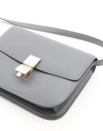 Pre-Loved Classic Box Shoulder Bag Leather Medium with Silver Hardware, Gray