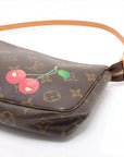 Pre-Loved Pochette Accessoires Cerises Pochette Monogram Coated Canvas with Gold Hardware, Brown