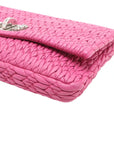 Pre-Loved Crystal Matelassé Shoulder Bag Matelassé Leather with Silver Hardware, Pink