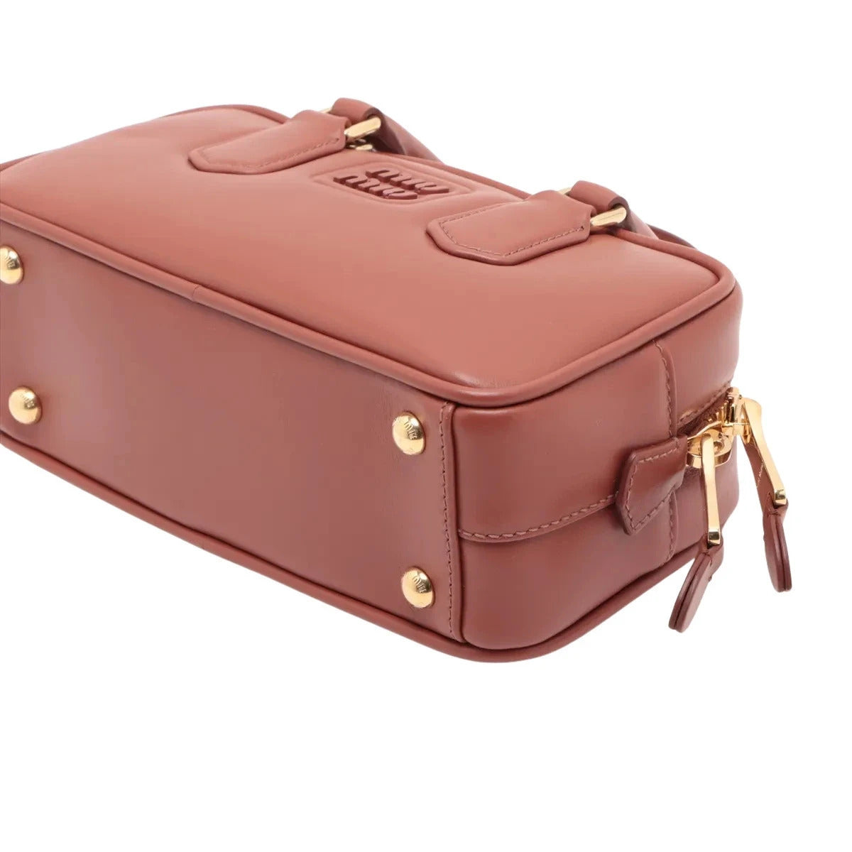 Pre-Loved Bowling Bag Handbag Leather Mini with Gold Hardware, Rust