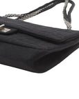 Pre-Loved 2.55 Reissue Double Flap Shoulder Bag Quilted Jersey 226 with Aged Silver Hardware, Black