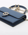 Pre-Loved Interlocking G Wallet on Chain Crossbody Bag Leather with Gold Hardware, Blue