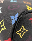 Pre-Loved Keepall Bandoulière Travel Bag Monogram Coated Canvas 50 with Silver Hardware, Black Multicolor