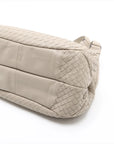 Pre-Loved Campana Shoulder Bag Intrecciato Leather with Gunmetal Hardware, Beige