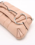 Pre-Loved Horsebit Chain Shoulder Bag Quilted Leather Small with Silver Hardware, Pink