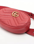 Pre-Loved GG Marmont Belt Bag Quilted Leather with Aged Gold Hardware, Red