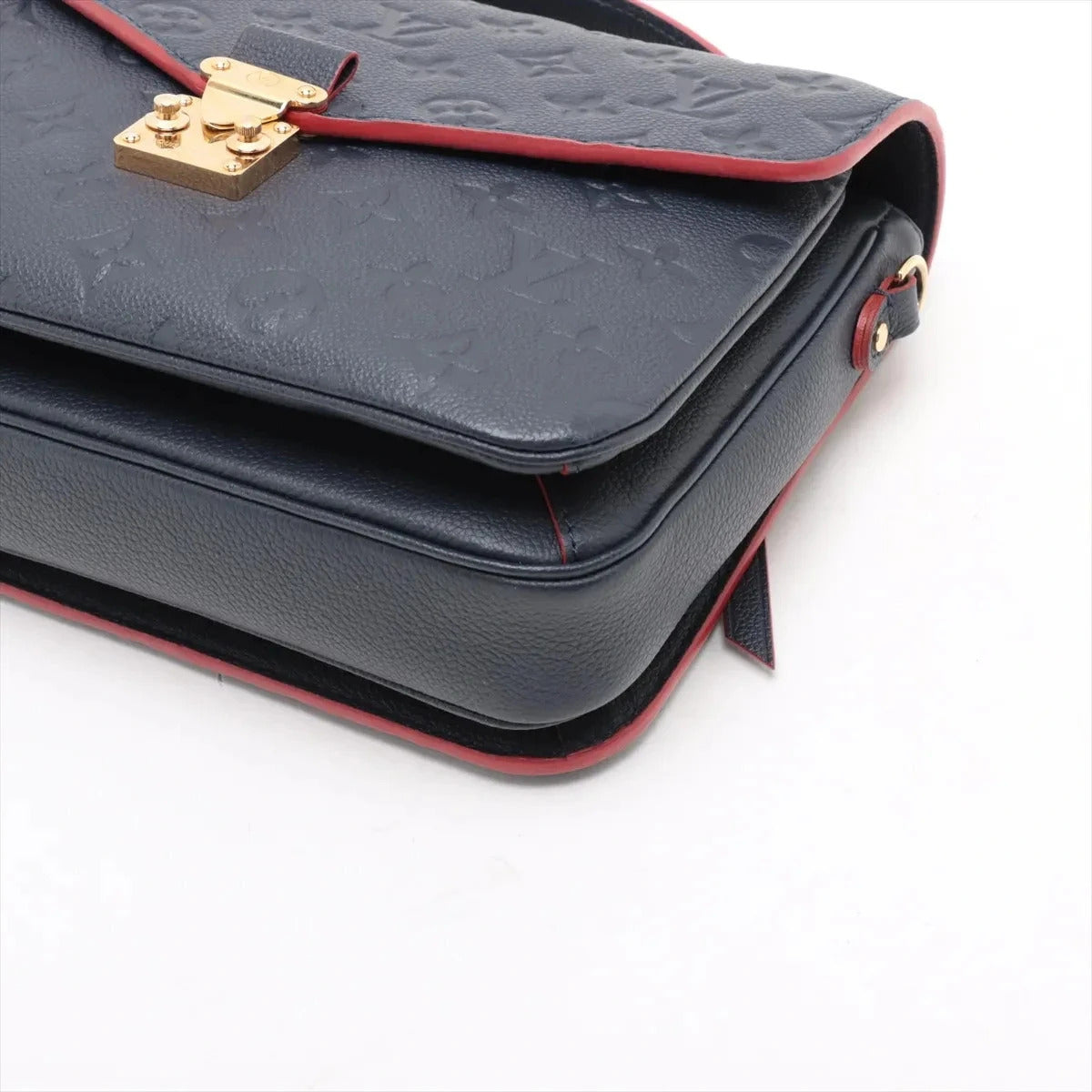 Pre-Loved Pochette Métis Crossbody Bag Monogram Leather with Gold Hardware, Navy Blue