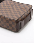 Pre-Loved Olav Crossbody Bag Damier Coated Canvas PM with Gold Hardware, Brown