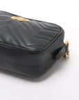 Pre-Loved GG Marmont Matelassé Camera Bag Crossbody Bag Quilted Leather Mini with Aged Gold Hardware, Black