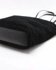 Pre-Loved Shopping Tote Shearling with Silver Hardware, Black