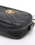Pre-Loved GG Marmont Matelassé Crossbody Bag Quilted Leather Mini with Aged Gold Hardware, Black