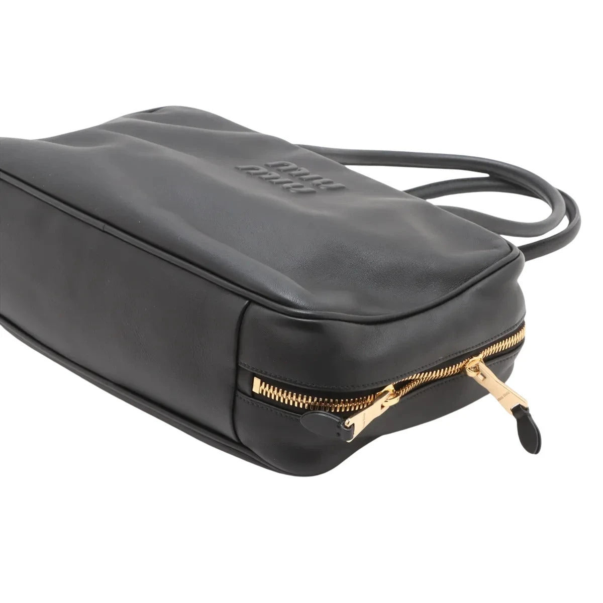 Pre-Loved Bowling Bag Handbag Leather with Gold Hardware, Black