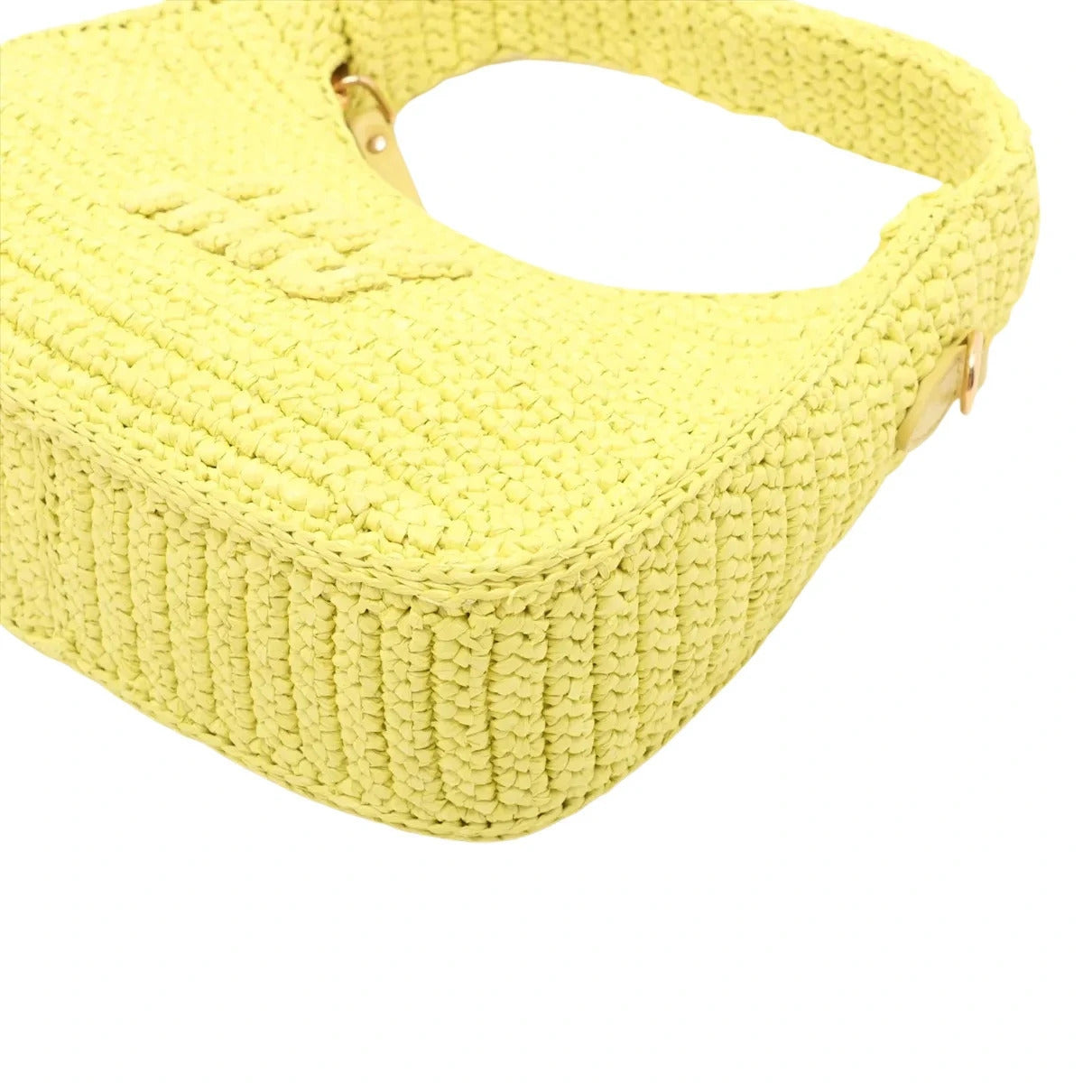 Pre-Loved Wander Hobo Shoulder Bag Raffia Mini with Gold Hardware, Yellow