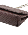 Pre-Loved Olimpia Crossbody Bag Intrecciato Leather Baby with Aged Gold Hardware, Burgundy