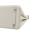 Pre-Loved Birkin Handbag Leather 30 with Gold Hardware, White