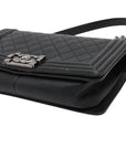 Pre-Loved Boy Shoulder Bag Quilted Leather New Medium with Aged Silver Hardware, Black