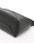 Pre-Loved Puzzle Fold Pouch Pochette Leather with Silver Hardware, Black