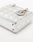 Pre-Loved Lady Dior Handbag Quilted Leather Mini with Silver Hardware, Silver