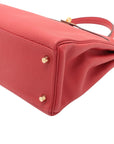 Pre-Loved Kelly Retourne Handbag Leather 32 with Gold Hardware, Red