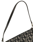 Pre-Loved Saddle Pochette Oblique Canvas Mini with Silver Hardware, Navy and Grey