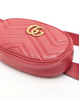 Pre-Loved GG Marmont Matelassé Belt Bag Quilted Leather with Aged Gold Hardware, Red