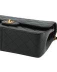 Pre-Loved Classic Double Flap Shoulder Bag Quilted Leather Jumbo with Gold Hardware, Black