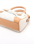 Pre-Loved Navy Cabas Handbag Canvas Plain Mini with Silver Hardware, Natural / Beige