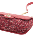 Pre-Loved Flap Bag Shoulder Bag Quilted Leather Mini with Gold Hardware, Red