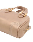Pre-Loved Amazona Handbag Leather Mini with Gold Hardware, Metallic Beige